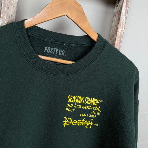 Post‎ Malone Seasons Change Tour 2019 Green Pullover Sweatshirt size large - Picture 2 of 6